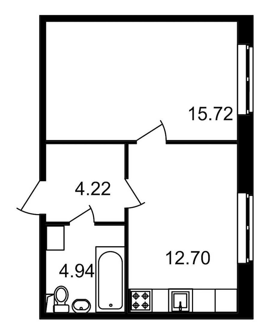 Однокомнатная квартира в : площадь 37.58 м2 , этаж: 1 – купить в Санкт-Петербурге